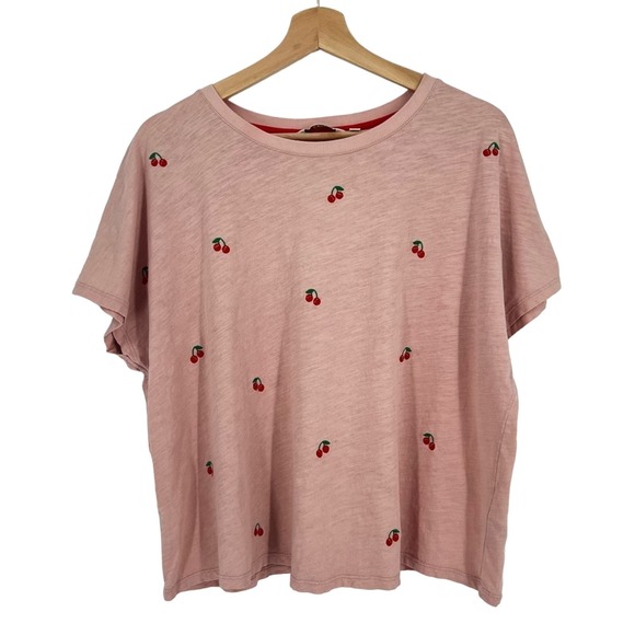 Boden Tops - BODEN Lena Embroidered Cherries Tee Size 12 Cotton